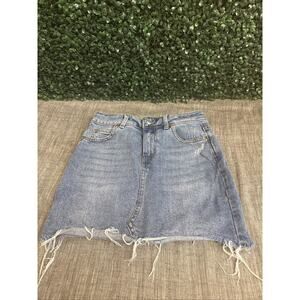 Wild Fable Straight Women’s Mini Skirt / Size 00 / Blue Stretch Raw Frayed Hem